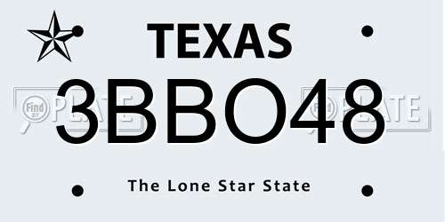 3BBO48 Texas License Plate