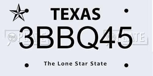 3BBQ45 Texas License Plate