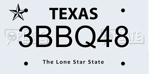 3BBQ48 Texas License Plate
