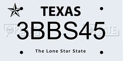 3BBS45 Texas License Plate