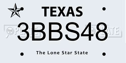 3BBS48 Texas License Plate