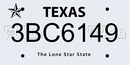 3BC6149 Texas License Plate