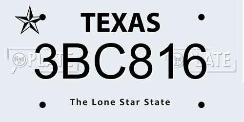 3BC816 Texas License Plate