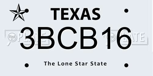 3BCB16 Texas License Plate