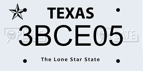 3BCE05 Texas License Plate