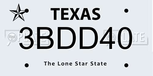 3BDD40 Texas License Plate