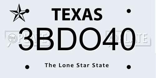 3BDO40 Texas License Plate