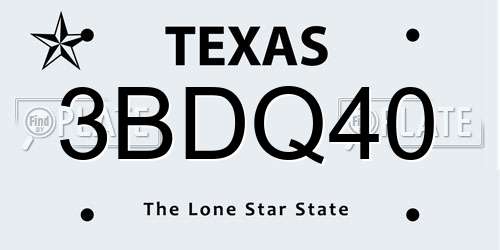 3BDQ40 Texas License Plate
