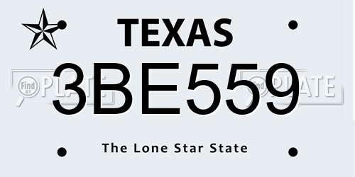 3BE559 Texas License Plate
