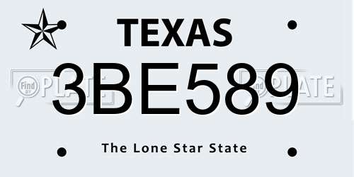 3BE589 Texas License Plate