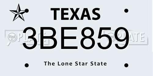 3BE859 Texas License Plate