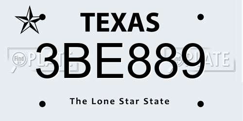 3BE889 Texas License Plate