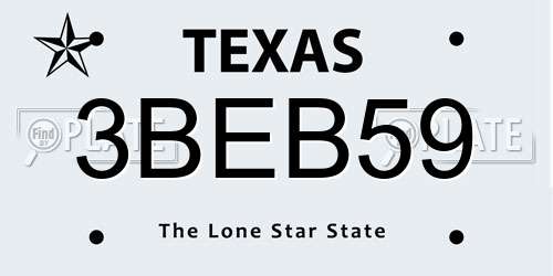 3BEB59 Texas License Plate