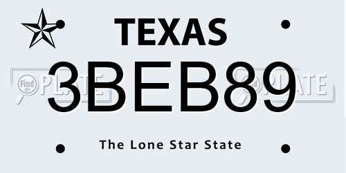 3BEB89 Texas License Plate