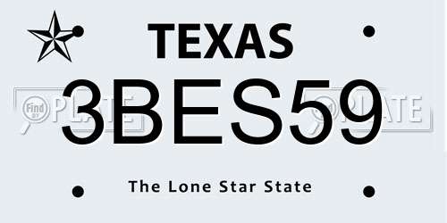 3BES59 Texas License Plate