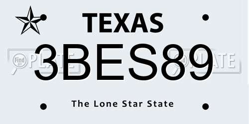 3BES89 Texas License Plate