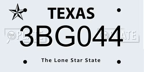 3BG044 Texas License Plate