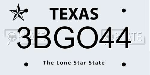 3BGO44 Texas License Plate