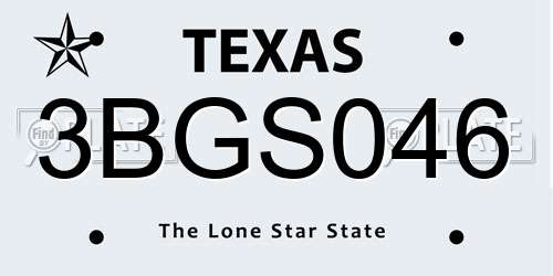 3BGS046 Texas License Plate