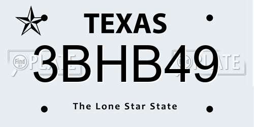 3BHB49 Texas License Plate