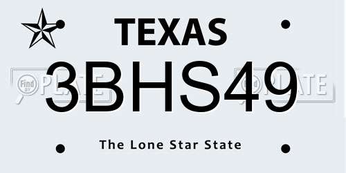 3BHS49 Texas License Plate