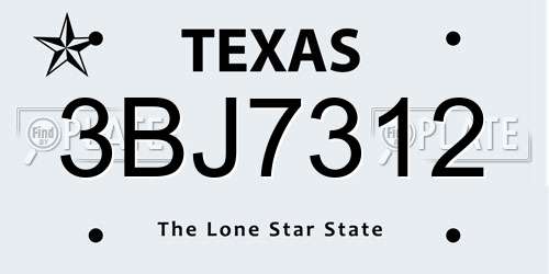 3BJ7312 Texas License Plate