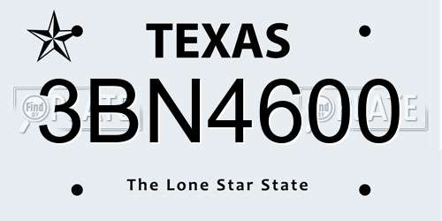 3BN4600 Texas License Plate