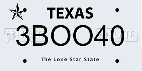 3BOO40 Texas License Plate
