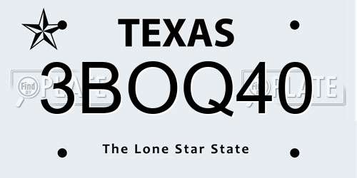 3BOQ40 Texas License Plate