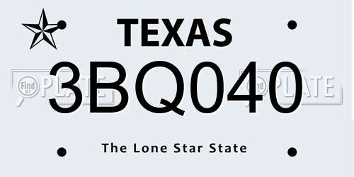 3BQ040 Texas License Plate