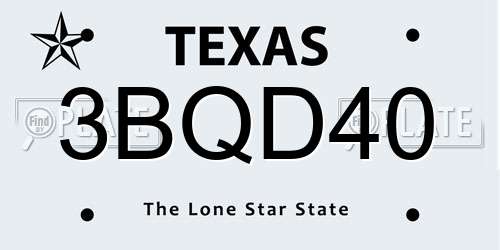 3BQD40 Texas License Plate