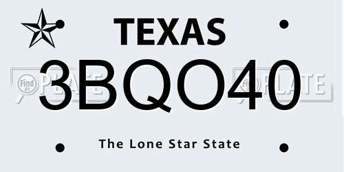 3BQO40 Texas License Plate