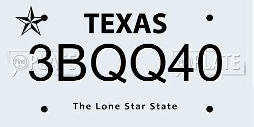 3BQQ40 Texas License Plate