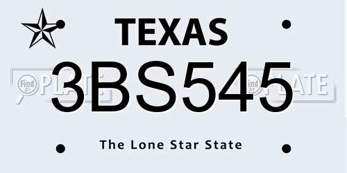 3BS545 Texas License Plate