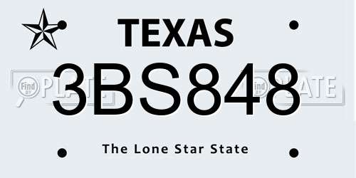 3BS848 Texas License Plate