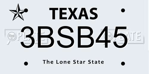 3BSB45 Texas License Plate