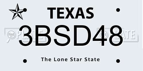 3BSD48 Texas License Plate