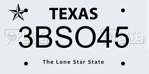 3BSO45 Texas License Plate