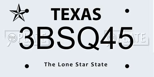 3BSQ45 Texas License Plate