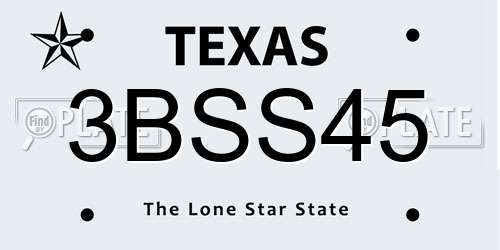3BSS45 Texas License Plate