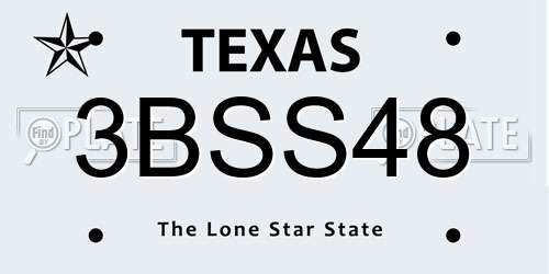 3BSS48 Texas License Plate
