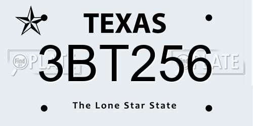 3BT256 Texas License Plate