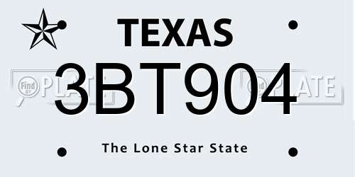 3BT904 Texas License Plate