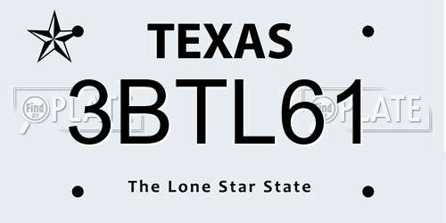 3BTL61 Texas License Plate