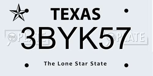 3BYK57 Texas License Plate