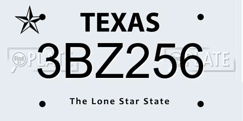 3BZ256 Texas License Plate
