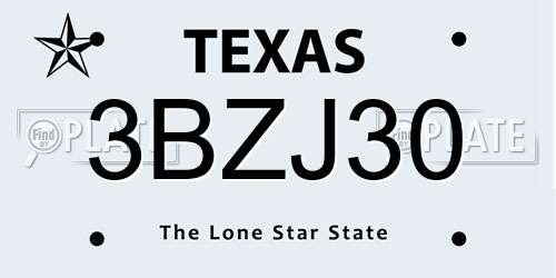3BZJ30 Texas License Plate