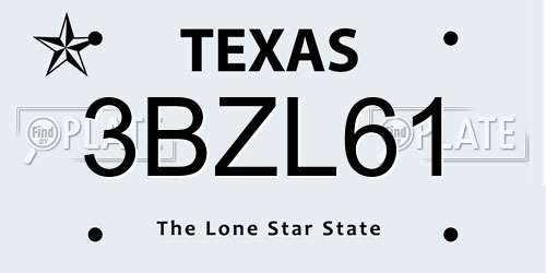 3BZL61 Texas License Plate