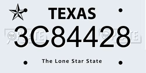 3C84428 Texas License Plate