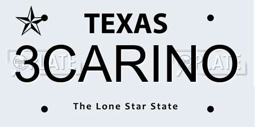 3CARINO Texas License Plate